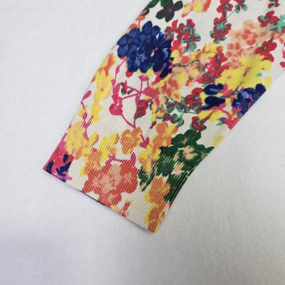 Talbots Womens L Cardigan Sweater Floral Colorful Lightweight Layer 3/4 Sleeve - Picture 9 of 15